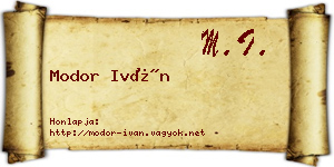 Modor Iván névjegykártya